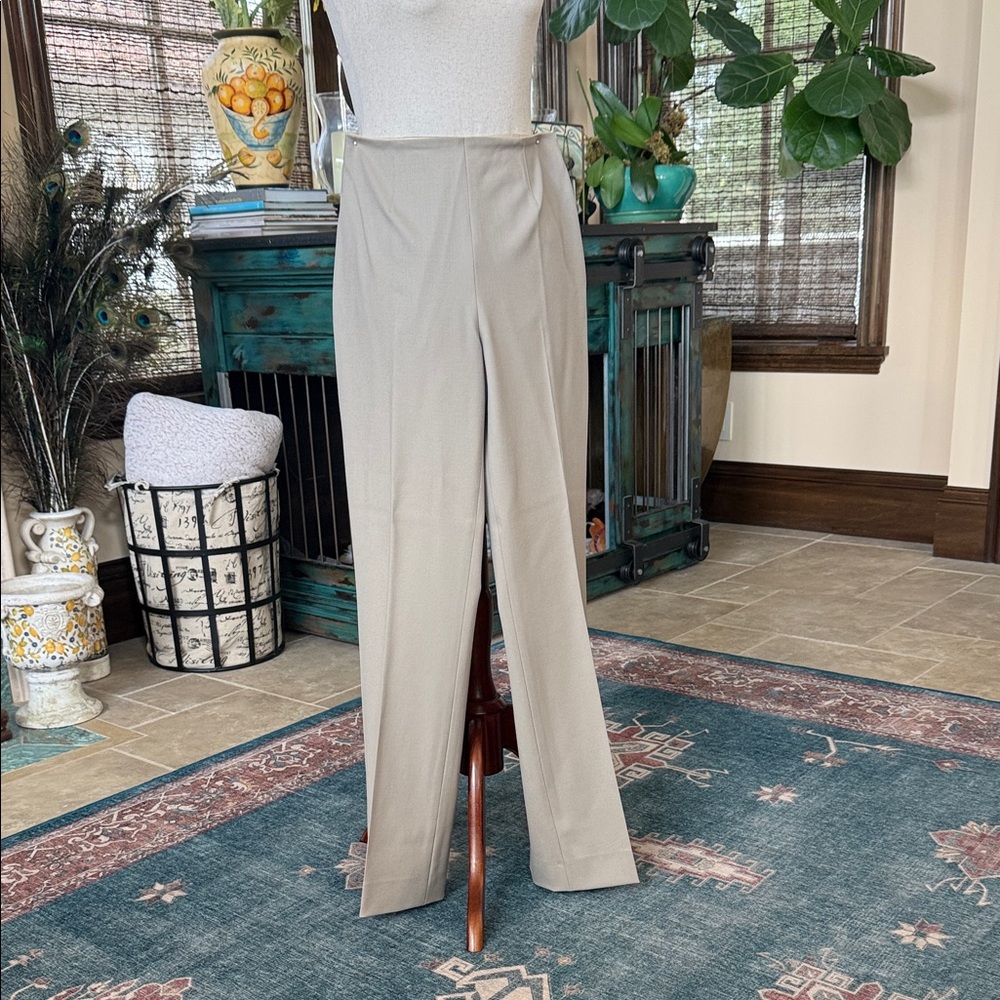 Ralph Lauren Taupe Straight-Leg Dress Trousers